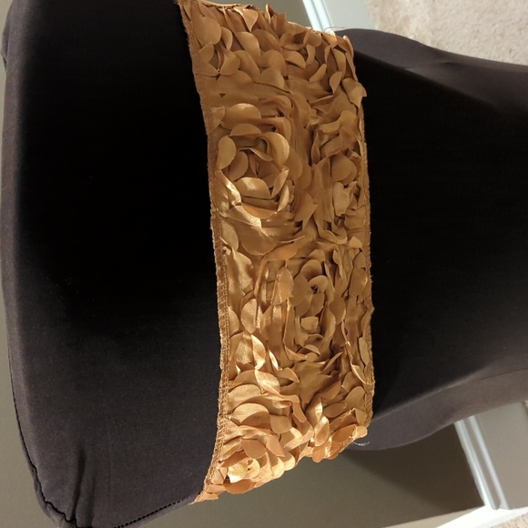 Polyester Stretch Spandex Banquet Chair Covers Chocolate Brown with Golden Sash - Picture 2 of 4